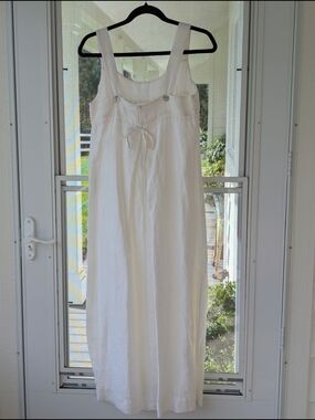 NWT J Jill Women’s White Linen Maxi Dress 100% Linen shell Cotton lining